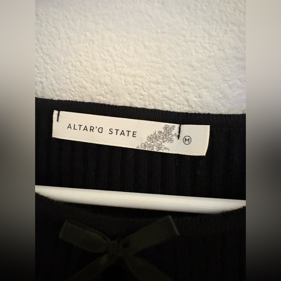 Altar'd State Black Long Sleeve Bow-Front Top - Picture 5 of 6